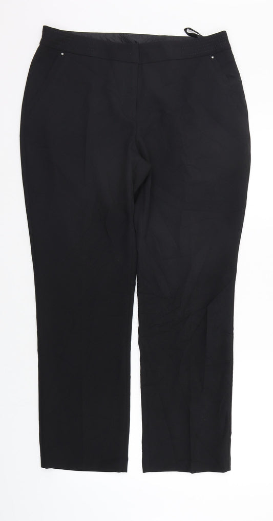 Womens UK Size 12 M&Co Regular Fit Sweatpants Black Trousers
