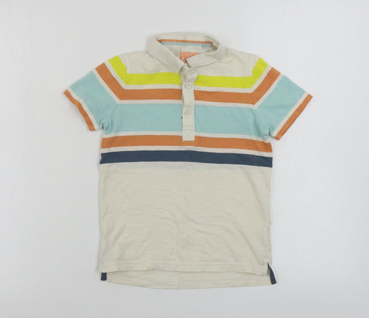 TU Boys Beige Striped Basic Polo Size 5-6 Years