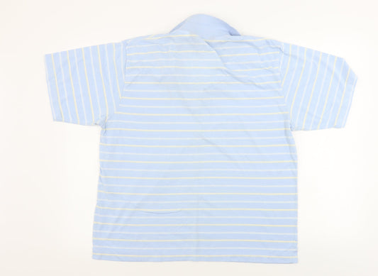 reue de france Mens Blue Striped Polo Size XL