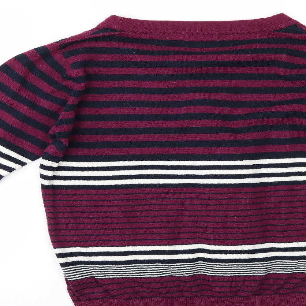 EWM Womens Purple Striped Pullover Jumper Size M