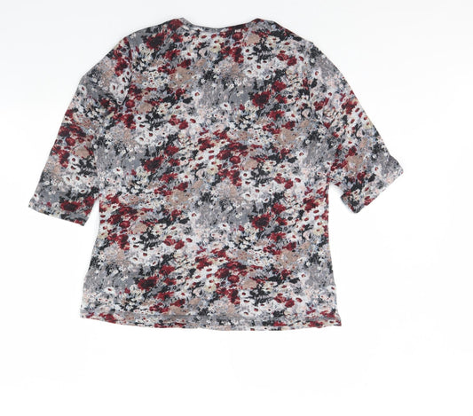 Damart Womens Grey Floral Pullover Jumper Size 14