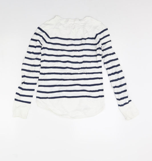 H&M Girls White Striped Pullover Jumper Size 10 Years