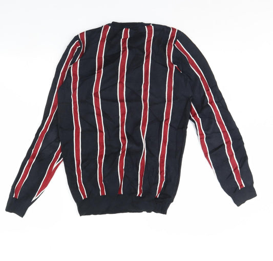 New Look Mens Black Striped Pullover Jumper Size XS