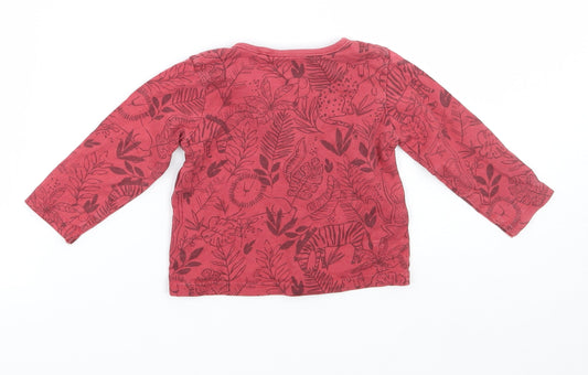 TU Boys Red Floral Basic T-Shirt Size 3-6 Months
