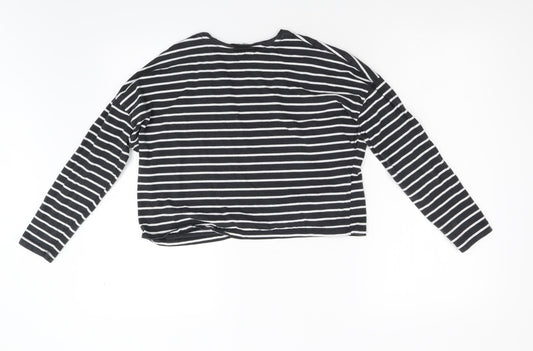 MNG Girls Black Striped Basic T-Shirt Size 13-14 Years