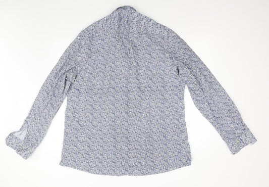 Mens UK Size 18 NEXT Blue Button-Up Long Sleeve Casual Shirt
