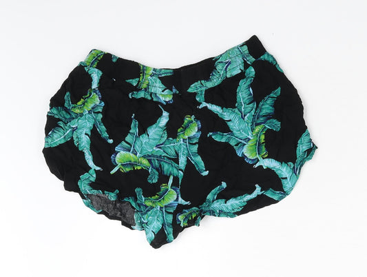 Brave Soul Womens Green Floral  Hot Pants Shorts Size L
