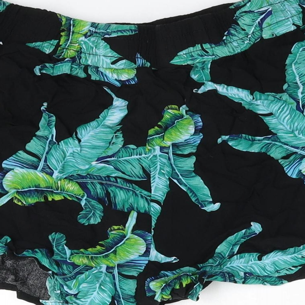 Brave Soul Womens Green Floral Hot Pants Shorts Size L