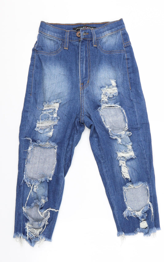 Aphrodite Girls Black Cropped Jeans - Destressed Jeans