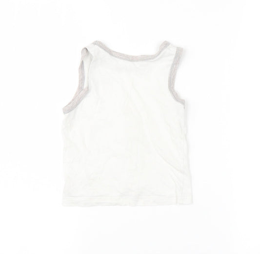 TU Boys White Basic Tank Size 3-4 Years - Dinosaur