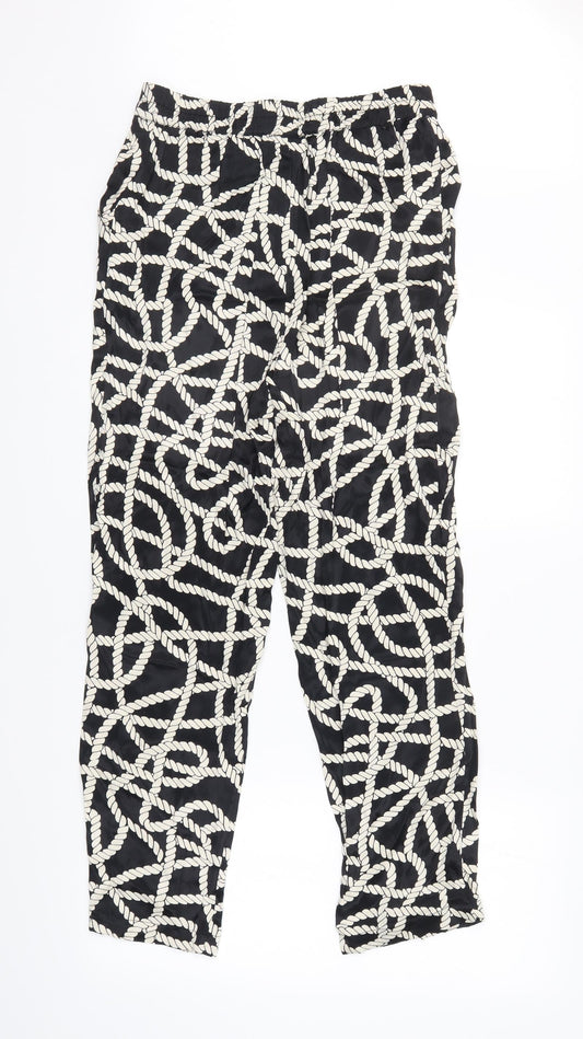 Nooki London Womens Black Geometric Trousers Size S L30 in