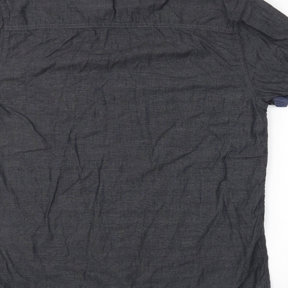 Mens UK Size M Peacocks Grey Button-Up Short Sleeve Casual Shirt