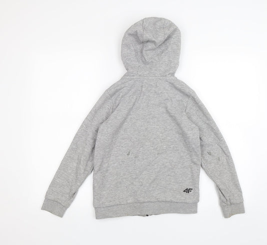 4F Boys Grey Full Zip Hoodie Size 10 Years