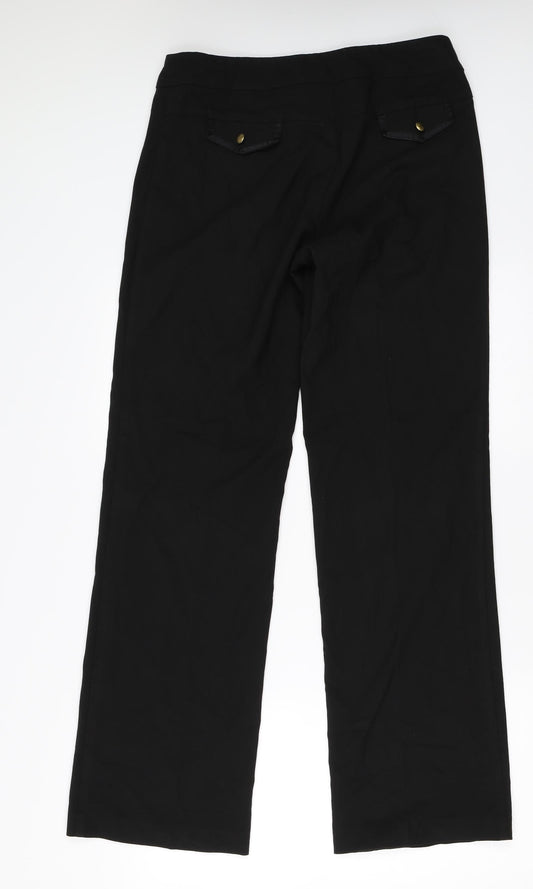 AMARANTO Womens Black Dress Pants Trousers Size 12 L30 in