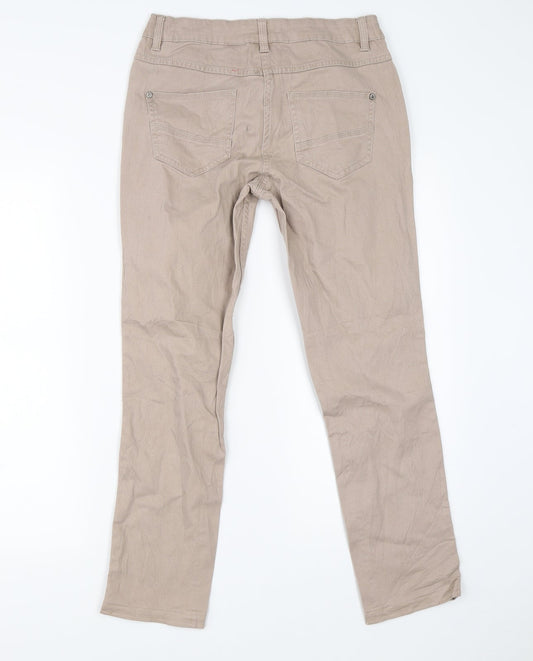 Womens UK Size 8 Up Fashion Regular Fit Chino Beige Trousers