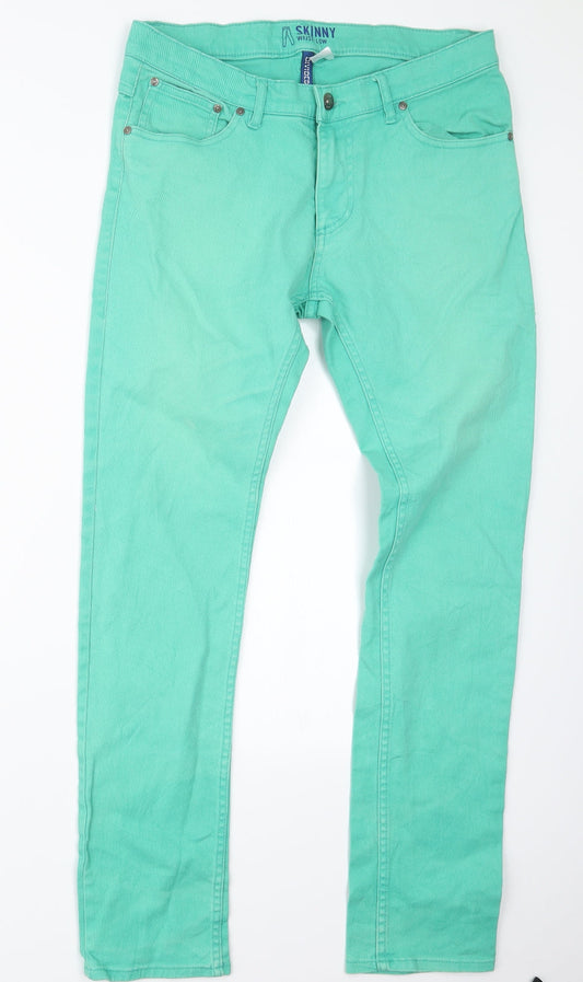Womens UK Size 31 in Divided by H&M Regular Fit Straight Green Jeans