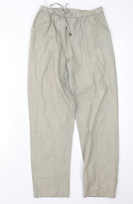 Womens UK Size 10 EWM Regular Fit Green Trousers