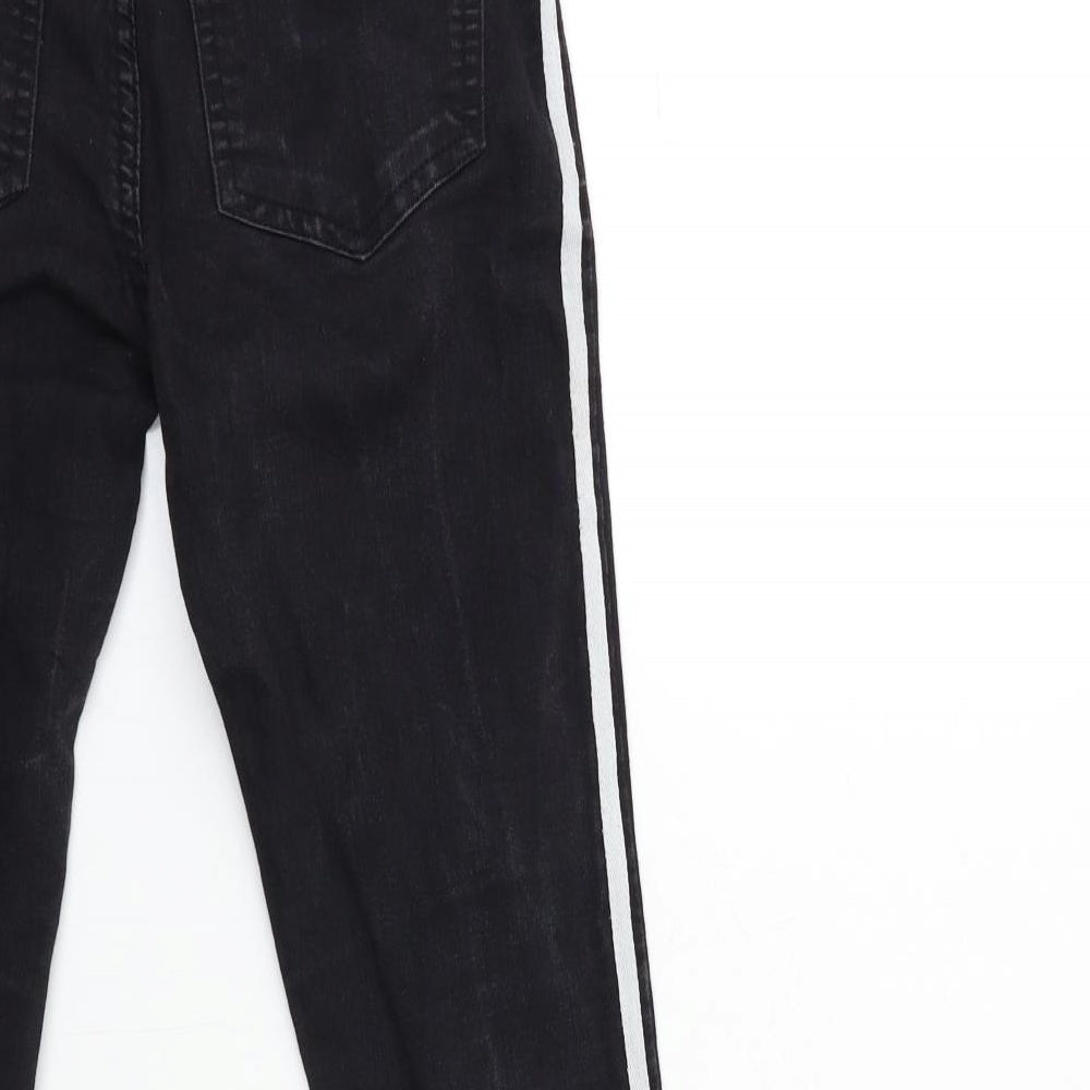innocence Womens Black Striped Denim Skinny Jeans Size 8 L27 in