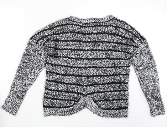 Klass Womens White Striped Pullover Jumper One Size