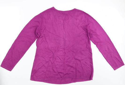 BM Collection Womens Purple Pullover Jumper Size L