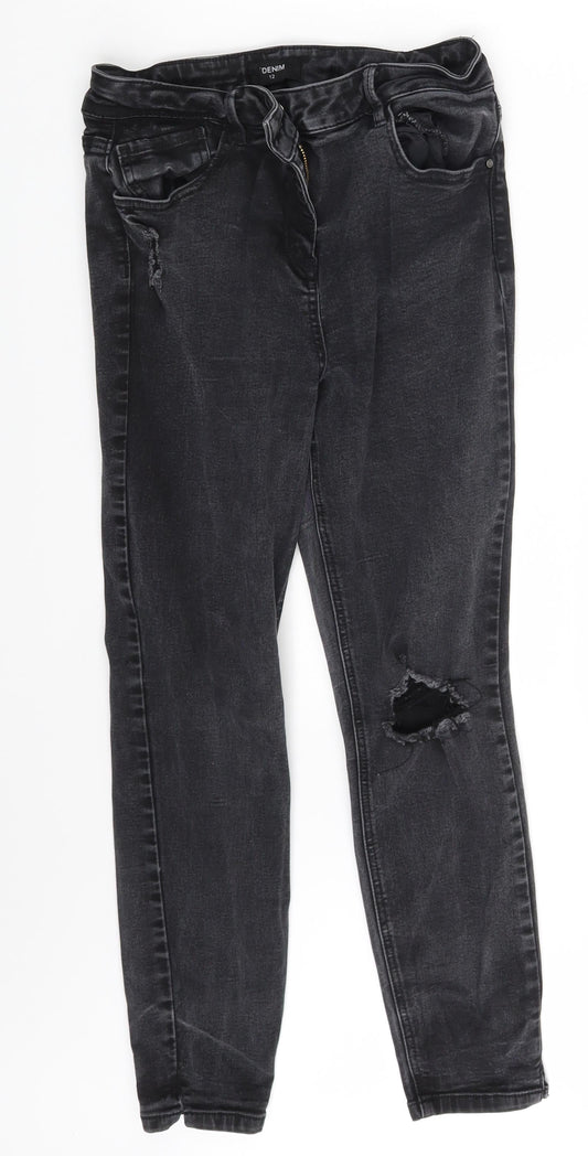 Womens UK Size 12 Authentic Denim Slim Fit Skinny Grey Jeans