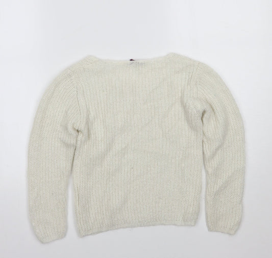 Frenoz Girls White Pullover Jumper Size 7-8 Years