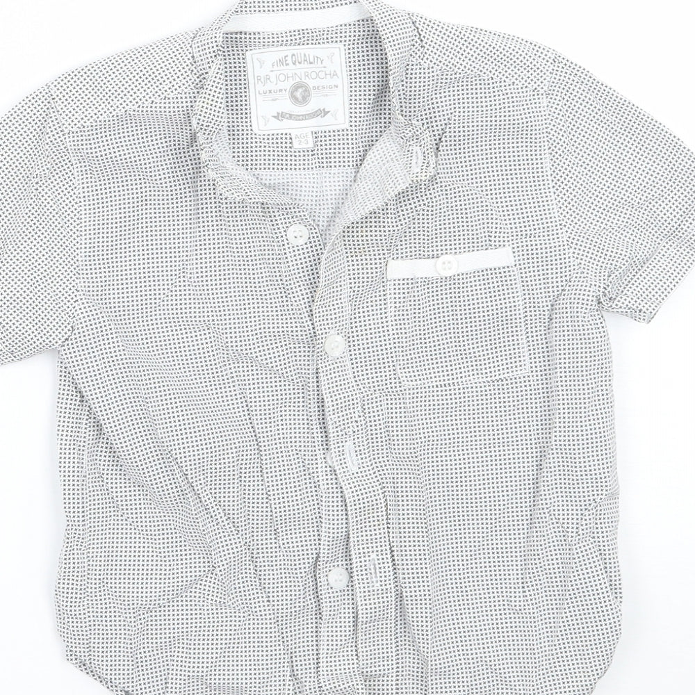 RJR.John Rocha Boys White Geometric Basic Button-Up Size 2-3 Years