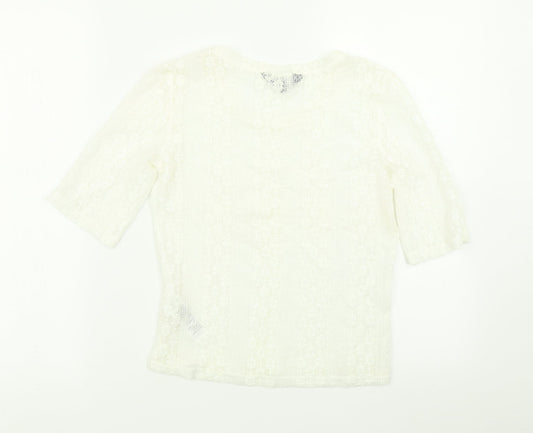 Womens UK Size 8 New Look White Basic T-Shirt