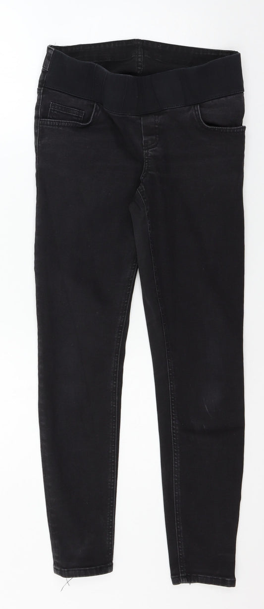Additional front view of ASOS women’s black denim skinny jeans, size UK 10, 27-inch leg