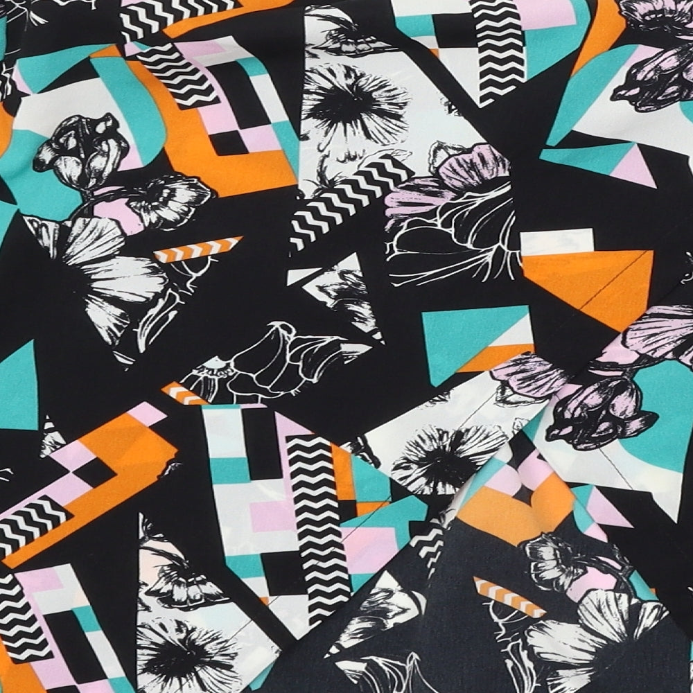 Miss Selfridge Womens Black Geometric Basic Blouse Size 14