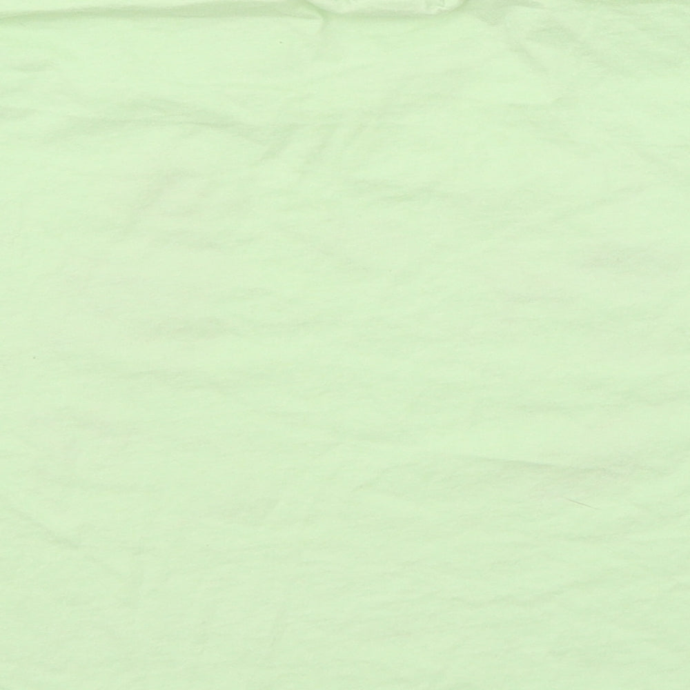 Brand and care label for Bershka girls’ green jersey basic t-shirt, size XS, - mickey and minnie