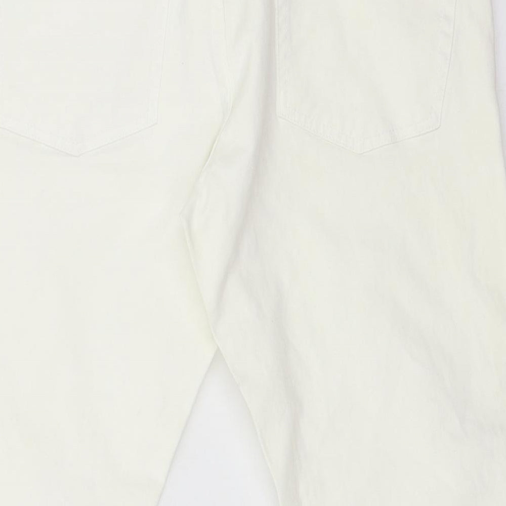 Womens UK Size 16 Denim Club Regular Fit Cropped White Jeans