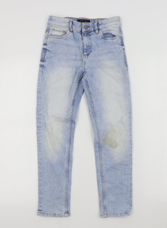 Next Girls Blue Colourblock Straight Jeans Size 9 Years