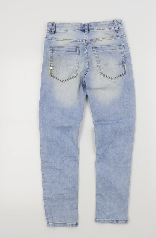 NEXT Girls Blue Colourblock Straight Jeans Size 9 Years