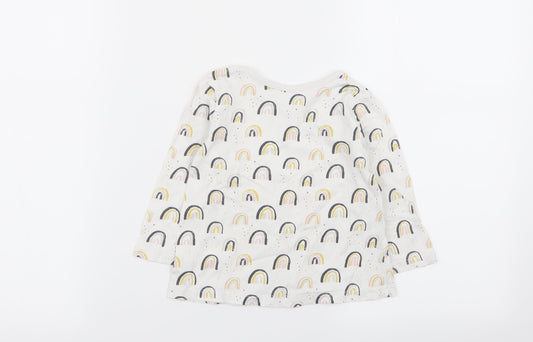 Asda George Girls White Geometric Basic T-Shirt Size 9-12 Months