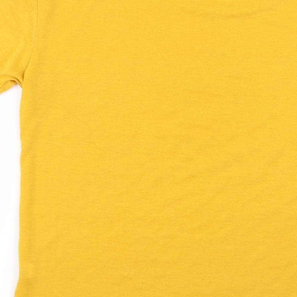 Womens UK Size S Fashion Yellow Basic T-Shirt
