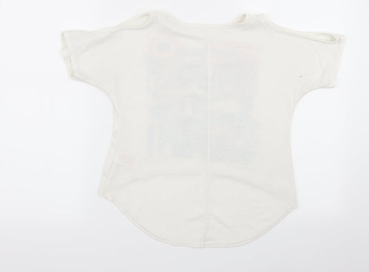 miss evie Girls White Floral Basic T-Shirt Size 7-8 Years