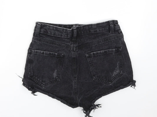 DENIM &CO Womens Black Cut-Off Shorts Size 8
