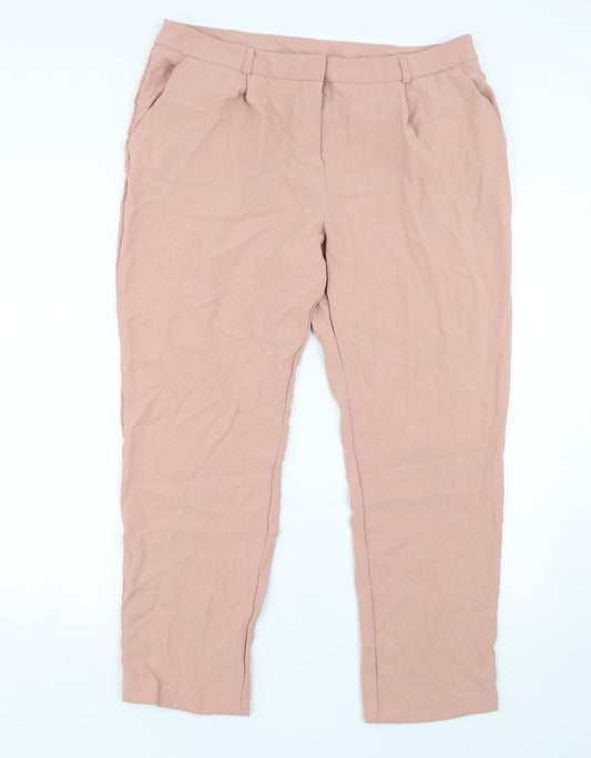 Womens UK Size 14 M&Co Regular Fit Pink Trousers