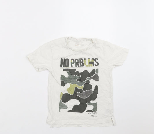 NEXT Boys White Basic T-Shirt Size 4 Years - Camo detail