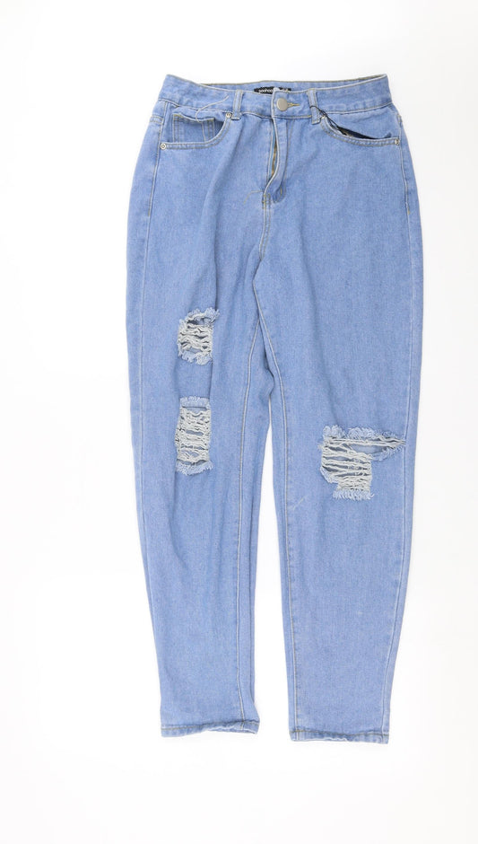Womens UK Size 10 Boohoo Regular Fit Mom Blue Jeans