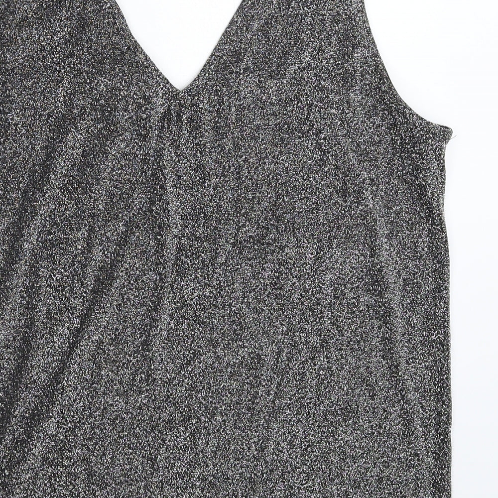 Womens UK Size S ICHI Silver Basic Tank