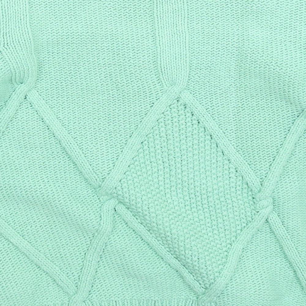 Brand and care label for Gallery women’s green knit jumper, size L