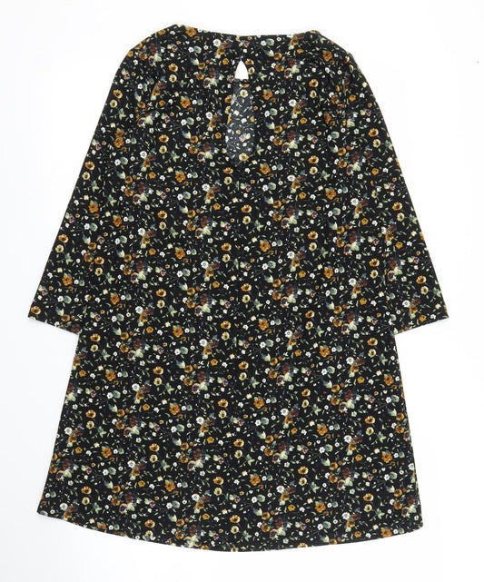 Mango Womens Black Floral A-Line Size S