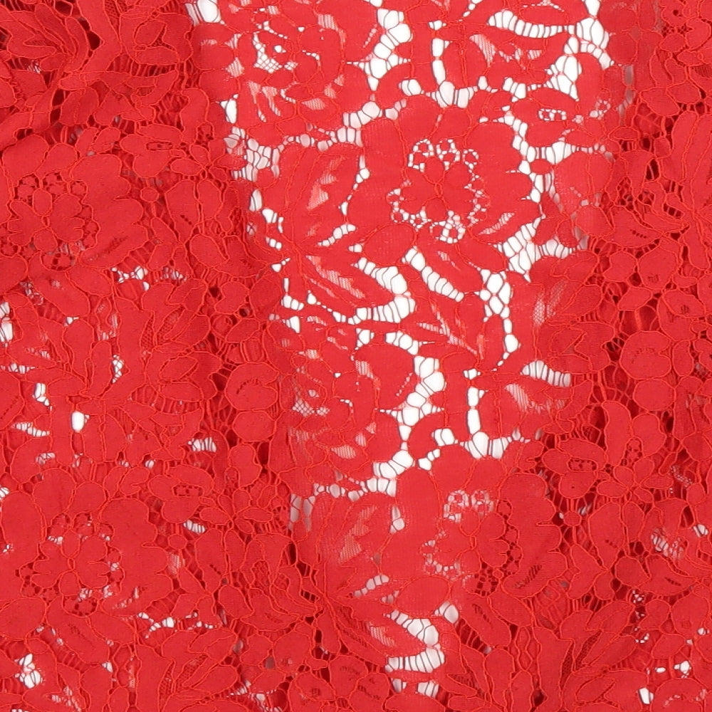 Womens UK Size 10 Preworn Red Basic Blouse