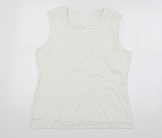 Womens UK Size 16 Preworn White Basic Tank
