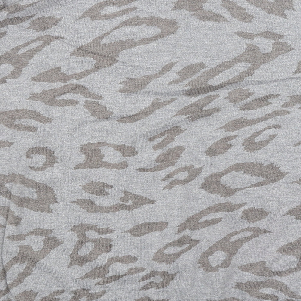 Wallis Womens Grey Animal Print Basic T-Shirt Size S