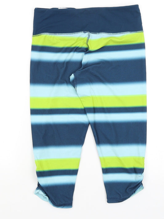 Crane Womens Blue Striped Cropped Leggings Size 8 L26.5 in