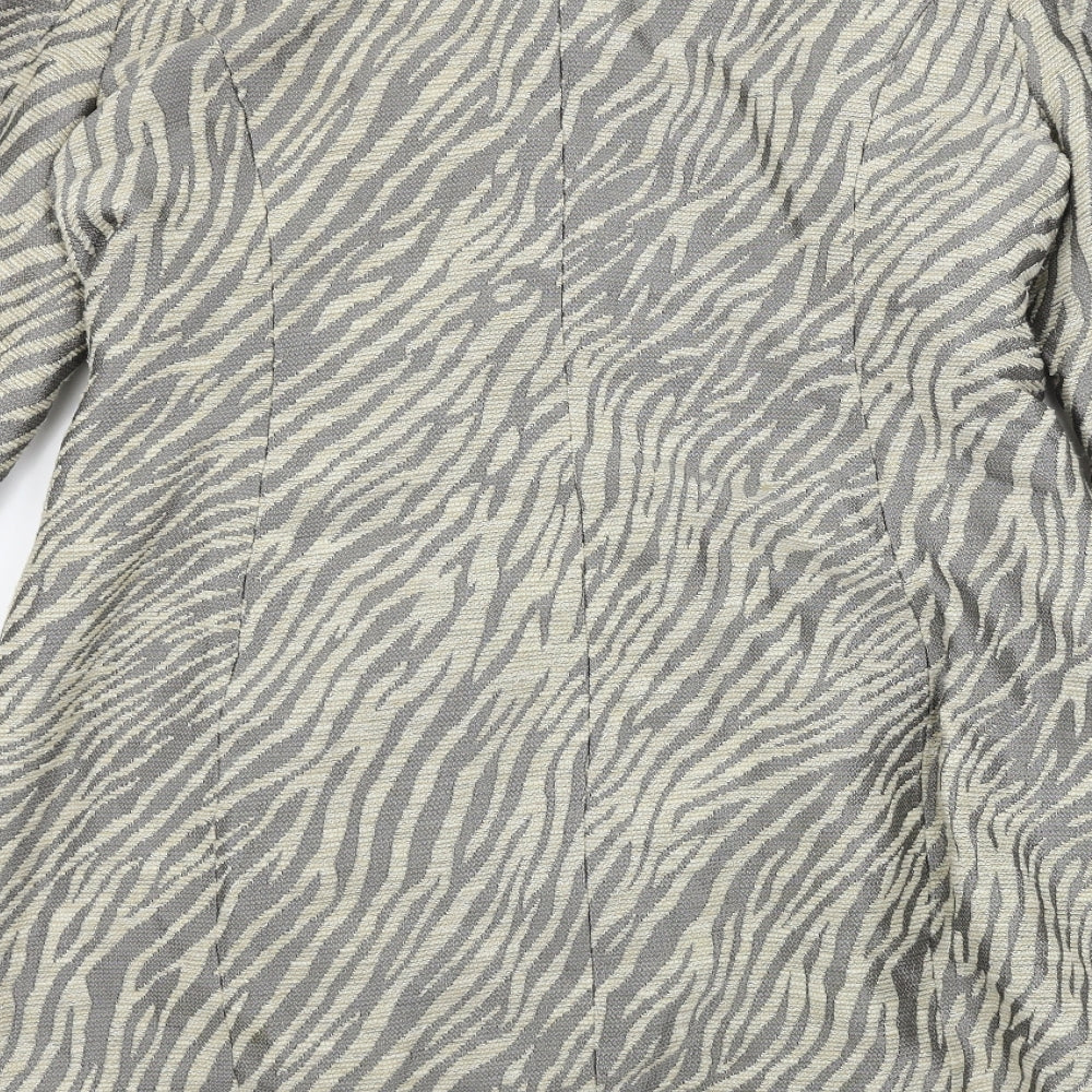 pbo Womens Beige Animal Print Jacket Coat Size 10