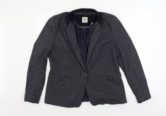 Tu Womens Blue Striped Jacket Blazer Size 16